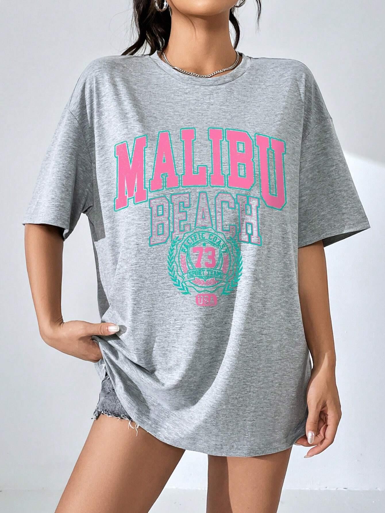 Malibu Beach Letter Print Prin - огляд і ціна Streetwear Brand Clothing